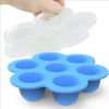 7 Holes Egg Bites Molds Silicone with Lid Reusable Baby Food Storage Container Freezer Ice Cube Trays Steamed Cake Mold Egg Poacher