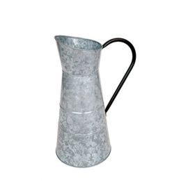 Classic Galvanized Metal Jug With Handle,  Gray