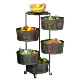 Household Storage Rotatable Shelf Organizer Bathroom With Wheels Multi-layer 3-5 Layers 3-layer Kitchen Organizers