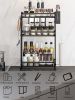 Three layer seasoning rack kitchen seasoning bottle storage rack household multifunctional installation free folding seasoning rack