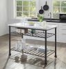 ACME Freyja Kitchen Island, White Cultured Stone & Gray Finish YF