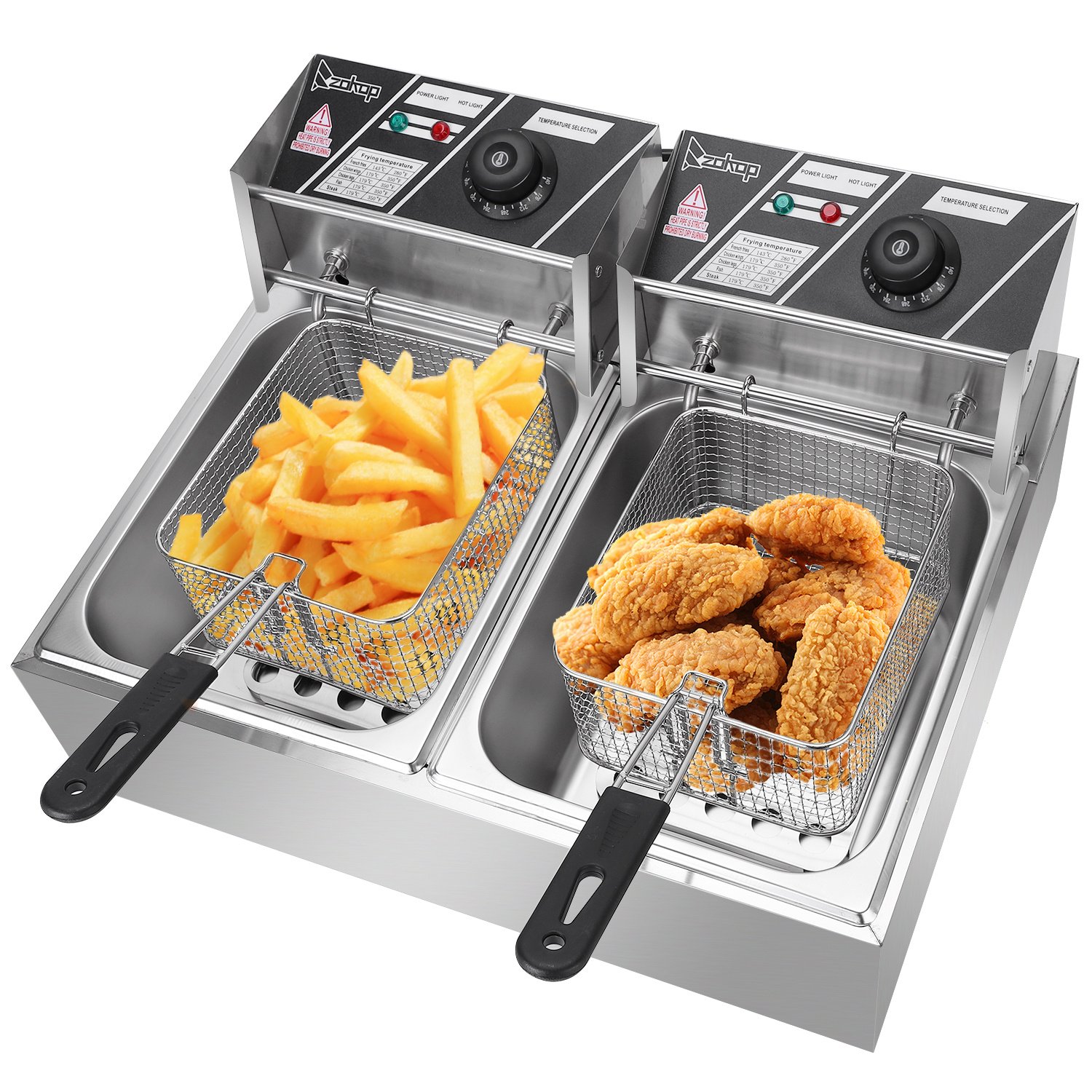 Deep Fryer 12.7QT/12L Stainless Steel Double Cylinder Electric Fryer with Baskets Filters,Electric Fryer for Turkey,French Fries,Donuts Deep Fryer 12.7QT/12L Stainless Steel Double Cylinder Electric Fryer with Baskets Filters,Electric Fryer for Turkey,French Fries,Donuts