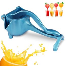 Manual Citrus Juicer, Heavy Duty Hand Press Lemon Squeezer, Metal Aluminum Alloy Juice Squeezer for Lime Orange Apple Fruit (Blue)
