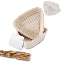 9-Inch Triangle Banneton Bread Proofing Baskets | With Dough Scraper & Liner