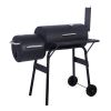 Charcoal Grill Barbecue Grill with Offset Smoker/Wheels/Temperature Gauge for Patio Picnic Outdoor Camping Cooking RT