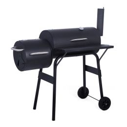 Charcoal Grill Barbecue Grill with Offset Smoker/Wheels/Temperature Gauge for Patio Picnic Outdoor Camping Cooking RT