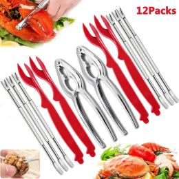 12 piece set Seafood Tools Crab Crackers Nut Cracker Forks Set Opener Shellfish Lobster