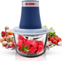 Premium Electric Meat Grinder Food Processor and 4 Titanium Blades, 12 Cup 2.2Qt Glass Strong Bowl