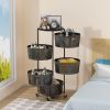 Household Storage Rotatable Shelf Organizer Bathroom With Wheels Multi-layer 3-5 Layers 3-layer Kitchen Organizers