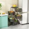 Household Storage Rotatable Shelf Organizer Bathroom With Wheels Multi-layer 3-5 Layers 3-layer Kitchen Organizers