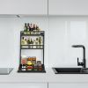 Three layer seasoning rack installation free foldable kitchen multi-layer storage rack multi-functional seasoning bottle storage rack