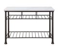 ACME Freyja Kitchen Island, White Cultured Stone & Gray Finish YF