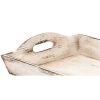 Distressed Wooden Finish Serving Trays With Handles, White, Set Of 2