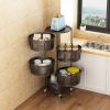 Household Storage Rotatable Shelf Organizer Bathroom With Wheels Multi-layer 3-5 Layers 3-layer Kitchen Organizers