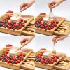 Bamboo Cheese Board set 14.17"*11"*0.8", Charcuterie Platter and Serving Meat Board Including 4 Stainless Steel Knife, Cheese Tray for Cracker, Briea