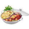 2 Pieces of Dish washing Sponge + 2pcs 26cm/10.22inch Stainless Steel Spoon + 1pc kitchen Rest with Drip Pad + Stainless Steel Shabu Hot Pot With Divi
