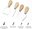 Bamboo Cheese Board set 14.17"*11"*0.8", Charcuterie Platter and Serving Meat Board Including 4 Stainless Steel Knife, Cheese Tray for Cracker, Briea