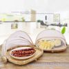 Bamboo Woven Picnic Food Serving Mesh Basket Anti-flies Fruit Tray Net Tent Cover