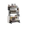 Three layer seasoning rack kitchen seasoning bottle storage rack household multifunctional installation free folding seasoning rack