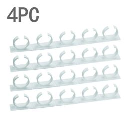2/4PC Spice Bottle Rack Kitchen Storage Wall Mount Ingredient Plastic Adhesive Clip Cabinet Organizer Door Hooks Jar Holder Tool (Color: White 4PC)