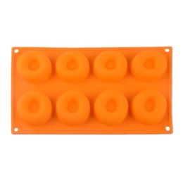 8-Cavity Silicone Donut Mold Chocolate Biscuit Cake Mold Non-Stick Mold DIY Cake Mould Tray (Color: orange)