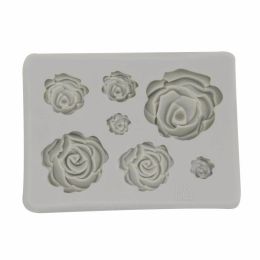 Rose Flowers Silicone Mold Cake Chocolate Molds Wedding Cakes Decorating Tools Fondant Sugarcraft (Color: Gray)
