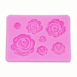 Rose Flowers Silicone Mold Cake Chocolate Molds Wedding Cakes Decorating Tools Fondant Sugarcraft (Color: Pink)