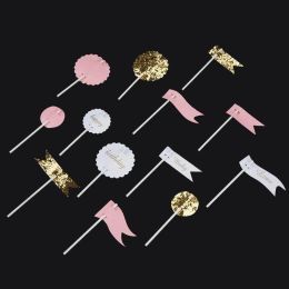 Cupcake Topper Birthday Decorations Cake Wedding Party Supplies (Color: Pink)