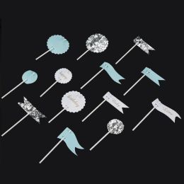 Cupcake Topper Birthday Decorations Cake Wedding Party Supplies (Color: Blue)