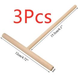 Pancake Batter Wooden Spreader Stick Home Kitchen Tool DIY Restaurant Canteen (Color: As the picture, size: 3 pcs)