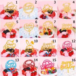 Happy Birthday Gold Cake Topper Acrylic Party Decoration (Color: 4)