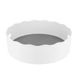 Seasoning Turntable Rack Rotating Condiment Storage Tray Countertop Seasoning Organizer (Color: White, size: large)