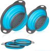 Collapsible Colander Silicone Bowl Strainer Set of 2, Portable Folding Filter Basket Bowls Container Rubber Strainer,
