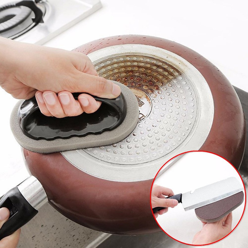 Emery Sponge Brush Eraser Scrub Handle Grip Sink Pot Bowl Kitchen Cleaning Tool Emery Sponge Brush Eraser Scrub Handle Grip Sink Pot Bowl Kitchen Cleaning Tool
