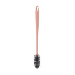 Silicone Cup Brush Cup Scrubber Glass Cleaner Kitchen Cleaning Tool Long Handle Drink Wineglass Bottle Glass Cup Cleaning Brush (Color: Pink)
