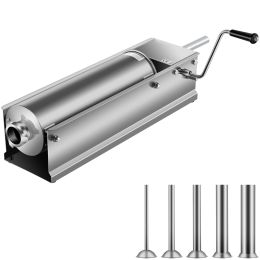 Home And Commercial Stainless Steel Sausage Stuffer Meat Press Maker Filler Machine (Capacity: 7L, Color: Silver A)