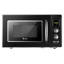ZOKOP 23L / 0.9cuft Retro Microwave Oven With Display/Silver Handle RT (Color: Black)