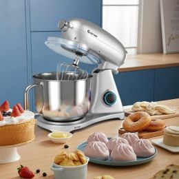 7 Quart 800W 6-Speed Electric Tilt-Head Food Stand Mixer (Color: sliver)