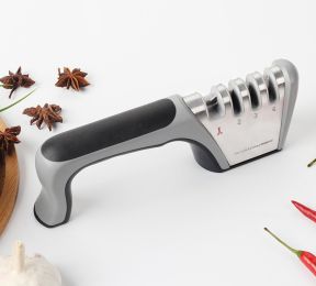 4N1 Knife Sharpener with Glove (Color: Black)