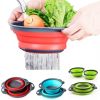Collapsible Colander Silicone Bowl Strainer Set of 2, Portable Folding Filter Basket Bowls Container Rubber Strainer,