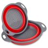 Collapsible Colander Silicone Bowl Strainer Set of 2, Portable Folding Filter Basket Bowls Container Rubber Strainer,