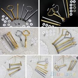 Multi-Style 2 Or 3 Tier Plate Handle Fitting Hardware Rod Tool Cake Plate Stand (Color: Silver, Style: Fan-Shape)