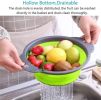 Collapsible Colander Silicone Bowl Strainer Set of 2, Portable Folding Filter Basket Bowls Container Rubber Strainer,